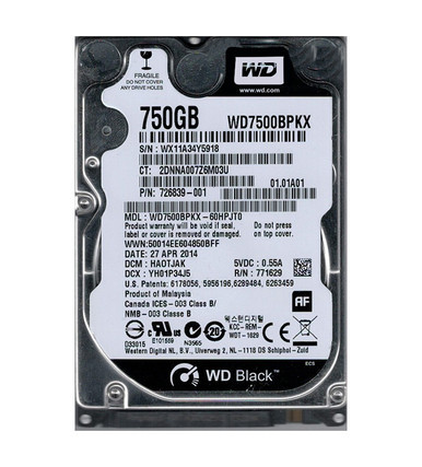 Western Digital WD7500BPKX-60HPJT0 Black 750GB SATA 6Gb/s Desktop Hard Drive
