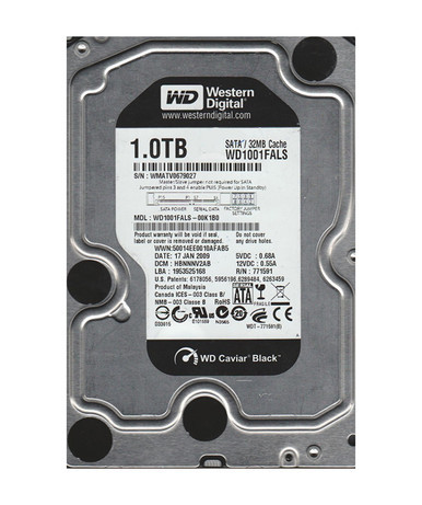 Western Digital WD1001FALS-00K1B0 Caviar Black 1TB SATA 3Gb/s Desktop Hard Drive