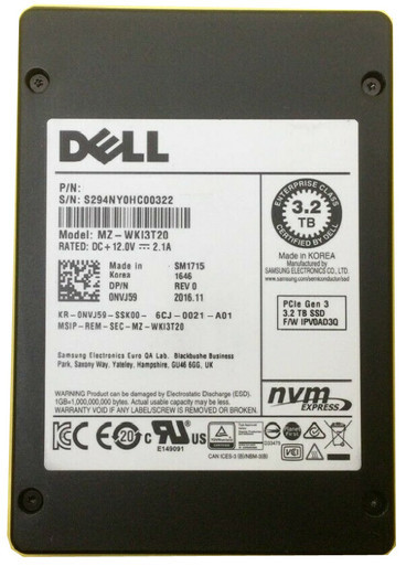 Dell NVJ59 3.2TB MLC PCIe NVMe 3.0 x4 2.5-inch Solid State Drive