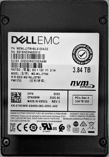 Dell 7NXWW 3.84TB PCI Express NVMe 4.0 x4 2.5-inch Solid State Drive