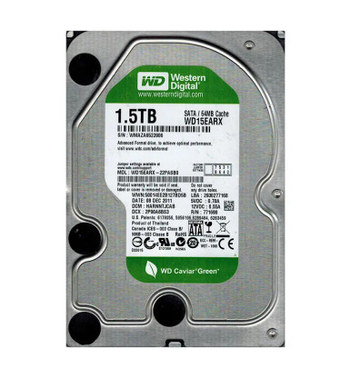 Western Digital WD15EARX-22PASB0 Caviar Green 1.5TB SATA 6Gb/s Desktop Hard Drive
