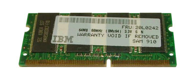 20L0242 - IBM 64MB 66MHz PC66 non-ECC Unbuffered CL2 144-Pin SoDimm Memory Module