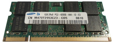 M470T2953CZ3-CD5 - Samsung 1GB 533MHz DDR2 PC2-4200 Unbuffered non-ECC CL4 200-Pin Sodimm Dual Rank Memory