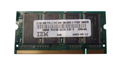 38L3903 - IBM 256MB DDR-333MHz PC2700 non-ECC Unbuffered CL2.5 200-Pin SoDimm Memory Module