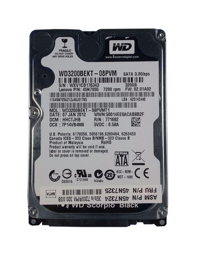 45N7055 - IBM Lenovo 320GB SATA 3Gb/s 7200RPM 16MB Cache 2.5 inch Hard Drive
