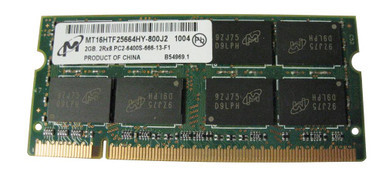 MT16HTF25664HY-800J2 - Micron 2GB 800MHz DDR2 PC2-6400 Unbuffered non-ECC CL6 200-Pin Sodimm Dual Rank Memory