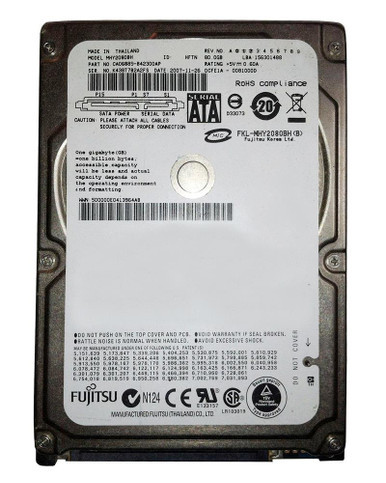 MHY2080BH - Fujitsu Mobile 80GB SATA 1.5Gb/s 8MB Cache 2.5 inch 5400RPM Hard Drive