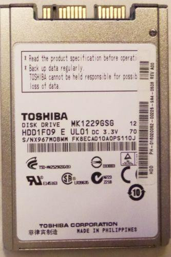 MK1229GSG - Toshiba 120 GB SATA/300 5400RPM 8 MB Cache Hot Swappable 1.8 inch Hard Drive