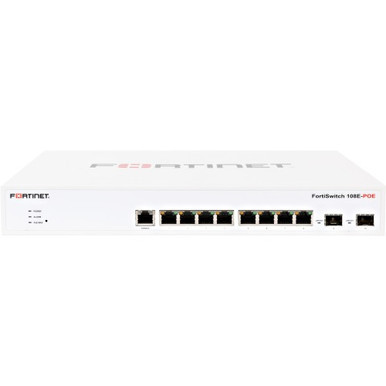 FS-108E-POE - Fortinet 108E-POE 8Ports 1000Base-TX Gigabit Ethernet Fanless Layer2 Managed Switch with 2x Gigabit Ethernet SFP Ports