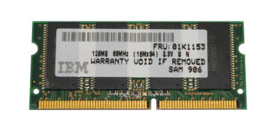 01K1153 - IBM 128MB SDRAM-66MHz PC66 non-ECC Unbuffered CL2 144-Pin SoDIMM Memory Module