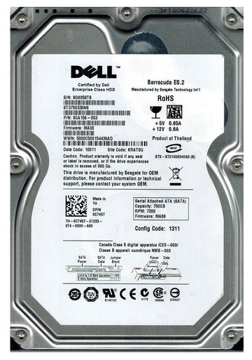 0JW551 - Dell 750GB SATA 3Gb/s 7200RPM 16MB Cache 3.5 inch Hard Disk Drive