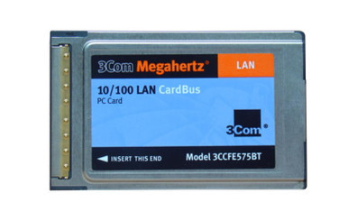 3CCFE575BT - 3Com Megahertz RJ-45 100Mb/s 10Base-T/100Base-TX Fast Ethernet CardBus LAN PC Card