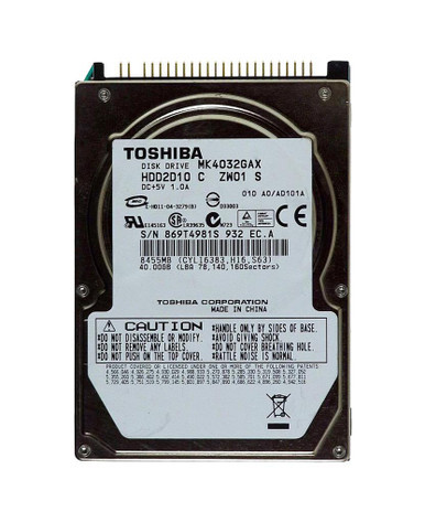 MK4032GAX - Toshiba 40GB ATA-100 5400RPM 8MB Cache 2.5 inch Hard Drive