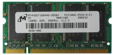 MT4VDDT1664HG-265 - Micron 128MB DDR-266MHz PC2100 non-ECC Unbuffered 200-Pin SoDimm Memory Module
