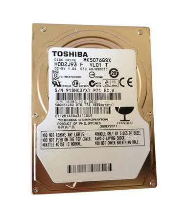MK5076GSX - Toshiba 500GB SATA 3Gb/s 5400RPM 8MB Cache 2.5 inch Laptop Hard Disk Drive