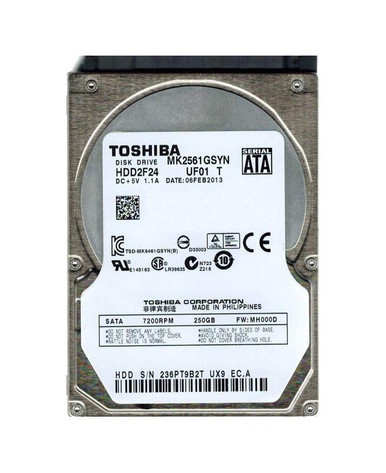 HDD2F24 - Toshiba 250GB 16MB Cache SATA 3Gb/s 7200RPM 2.5 inch Hard Drive