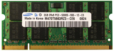M470T5663RZ3-CE6 - Samsung 2GB 667MHz DDR2 PC2-5300 Unbuffered non-ECC CL5 200-Pin Sodimm Dual Rank Memory