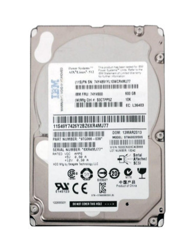 74Y4900 - IBM 600GB SAS 6Gb/s 10000RPM 2.5 inch Hard Disk Drive