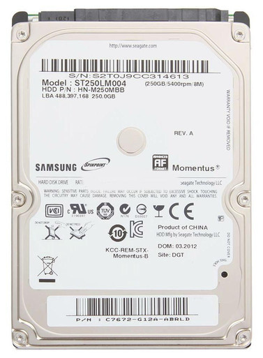 HN-M250MBB - Samsung 250GB SATA 3Gb/s 5400RPM 2.5 inch Hard Drive