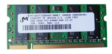MT16HTF25664HY-800E1 - Micron 2GB 800MHz DDR2 PC2-6400 Unbuffered non-ECC CL6 200-Pin Sodimm Dual Rank Memory