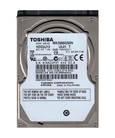 HDD2J13 - Toshiba 320GB SATA 3Gb/s 5400RPM 8MB Cache 2.5 inch Hard Drive