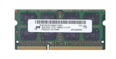 MT16KTF51264HZ-1G6 - Micron 4GB 1600MHz DDR3 PC3-12800 Unbuffered non-ECC CL11 204-Pin Sodimm 1.35V Low Voltage Dual Rank Memory