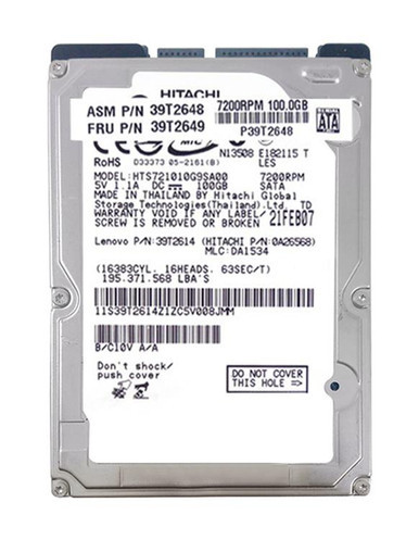 39T2648 - IBM Travelstar 7K100 100GB SATA 1.5Gb/s 7200RPM 8MB Cache 2.5 inch Hard Drive for ThinkPad