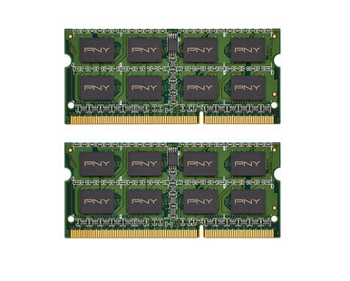MN16384KD3-1600-X9 - PNY 16GB Kit (2 X 8GB) PC3-12800 DDR3-1600MHz non-ECC Unbuffered CL11 204-Pin SoDimm 1.35V Dual Rank Memory