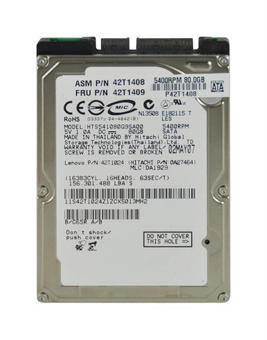 42T1024 - IBM Lenovo 80GB SATA 1.5Gb/s 5400RPM 2.5 inch Laptop Hard Drive