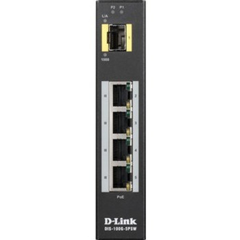 DIS-100G-5PSW - D-Link Industrial Gigabit Unmanaged PoE Switch with SFP Slot 4 Ports 2 Layer Supported Modular 1 SFP Slots Optical Fiber Twis