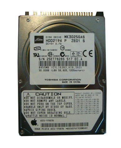 MK3025GAS - Toshiba 30GB ATA-100 4200RPM 8MB Cache 2.5 inch Hard Drive