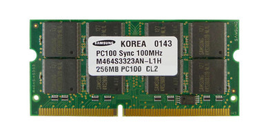 M464S3323AN-L1H - Samsung 256MB 100MHz PC100 non-ECC Unbuffered CL2 144-Pin SoDimm Memory Module