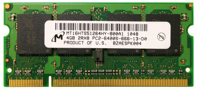 MT16HTS51264HY-800A1 - Micron 4GB PC2-6400 DDR2-800MHz non-ECC Unbuffered CL6 200-Pin SoDimm Dual Rank Memory Module