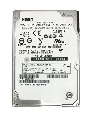 HUC101212CSS600 - Hitachi Ultrastar C10K1200 1.2TB SAS 6Gb/s 10000RPM 64MB Cache 2.5 inch SFF Enterprise Hard Disk Drive