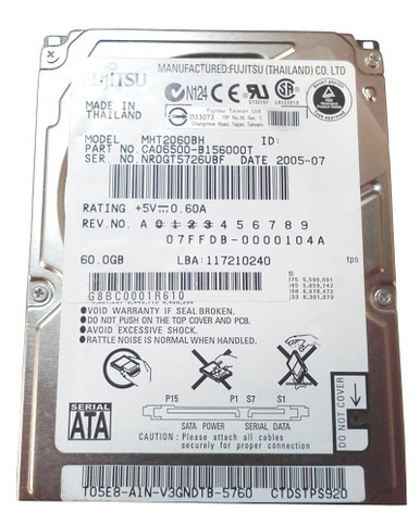 MHT2060BH - Toshiba 60 GB SATA/150 5400RPM 8 MB Cache 2.5 inch Hard Drive