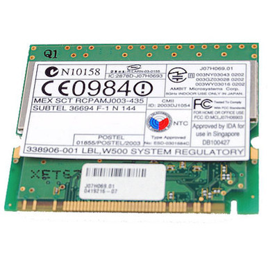 349985-001 - HP W500 WiFi 802.11a/b/g Wireless LAN (WLAN) Mini PCI Network Interface Card for NC600 Series Notebooks