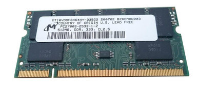MT16VDDF6464HY-335G2 - Micron 512MB DDR-333MHz PC2700 non-ECC Unbuffered CL2.5 200-Pin SoDimm Memory Module