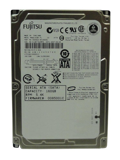 MHW2160BH - Fujitsu 160GB SATA 8MB Cache 7-Pin 2.5 inch Laptop 5400RPM Hard Drive