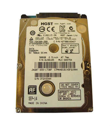 0J38105 - Hitachi Travelstar Z5K500 500GB SATA 3Gb/s 5400RPM 16MB Cache 2.5 inch Hard Disk Drive