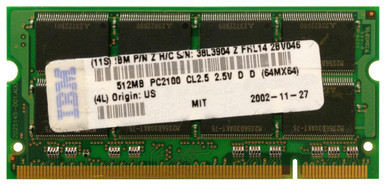38L3904 - IBM 512MB PC2100 DDR-266MHz non-ECC Unbuffered CL2.5 200-Pin SoDimm Memory Module