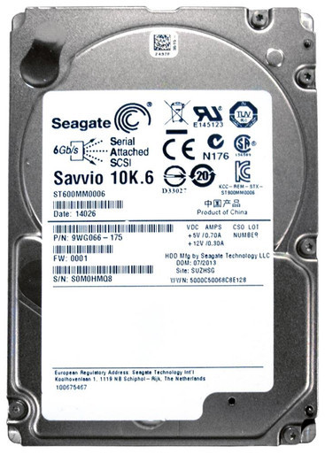 9WG066-175 - Seagate Savvio 10K.6 600GB SAS 6Gb/s 10000RPM 64MB Cache 2.5 inch Hard Disk Drive