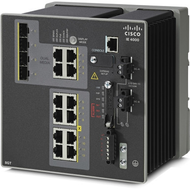 IE-4000-8GT4G-E - Cisco Industrial Ethernet 4000 Series 12-Ports 10/100/1000Base-TX Manageable Layer3 Redundant Power Supply Supported Rail-Mountable 4x Gigabit Ethernet Uplink Ports Ethernet Switch
