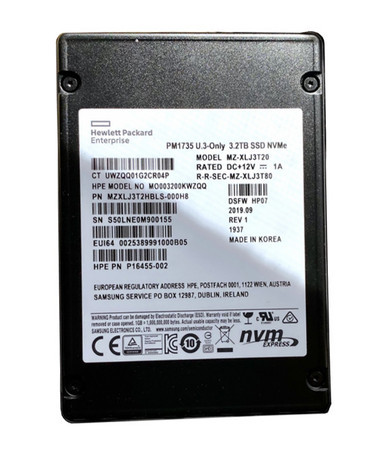 HPE MO003200KWZQQ Pm1735 3.2TB TLC PCIe NVMe 2.5-inch Solid State Drive
