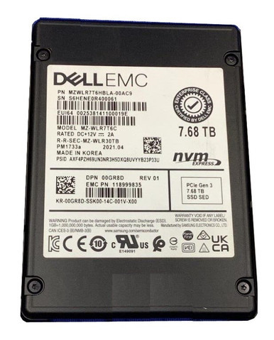 Samsung MZWLR7T6HBLA-00AC9 PM1733A 7.68TB PCIe NVMe 4.0 2.5-inch Solid State Drive