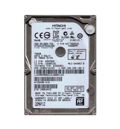 HGST 0J26282 Travelstar 5K1000 750GB 5400RPM SATA 6Gb/s (512e) 2.5-inch Hard Drive