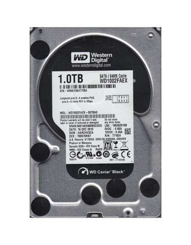 Western Digital WD1002FAEX 1TB SATA 6Gb/s Desktop Hard Drive