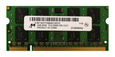 MT16HTF25664HZ-667H1 - Micron 2GB 667MHz DDR2 PC2-5300 Unbuffered non-ECC CL5 200-Pin Sodimm Memory