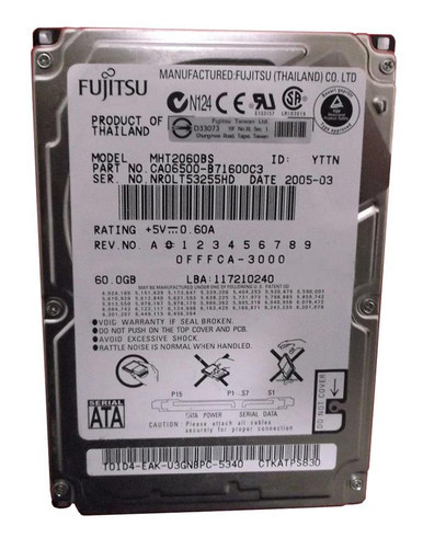 MHT2060BS - Toshiba 60GB SATA 1.5Gb/s 5400RPM 8MB Cache 2.5 inch Hard Drive
