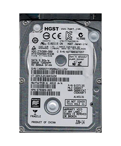 0J37135 - Hitachi Travelstar Z7K500 500GB SATA 6Gb/s 7200RPM 32MB Cache 2.5 inch Hard Disk Drive