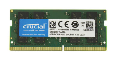 CT8G4SFRA32A - Crucial 8GBDDR4-3200MHz PC4-25600non-ECC Unbuffered CL22 260-Pin SoDimm 1.2V Single Rank Memory Module